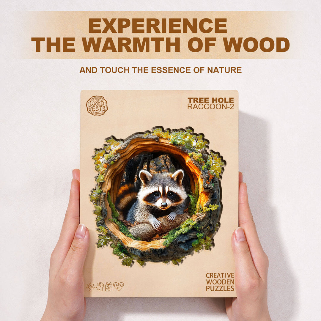 3D Tree hole raccoon-2 Wooden Jigsaw Puzzle