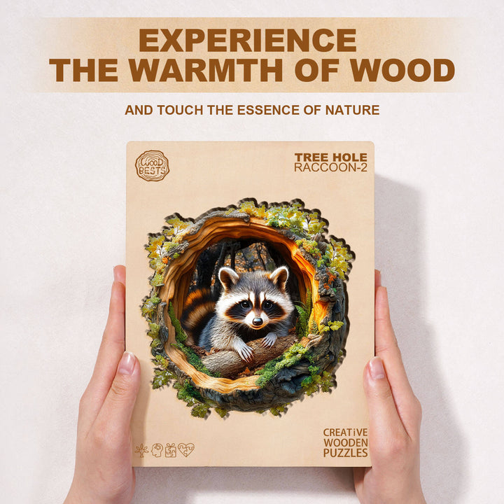 3D Tree hole raccoon-2 Wooden Jigsaw Puzzle