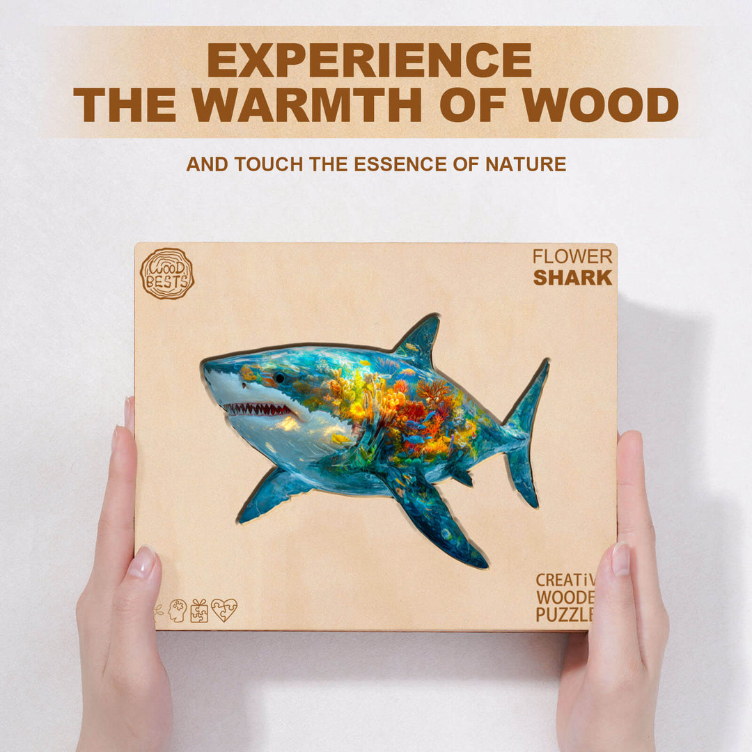 Flower shark Wooden Jigsaw Puzzle