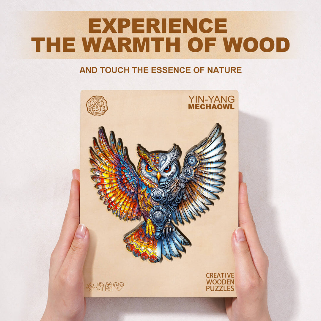 Yin-Yang MechaOwl Wooden Jigsaw Puzzle