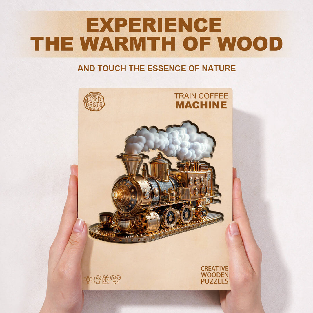 Train coffee machine Wooden Jigsaw Puzzle