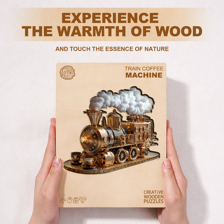 Train coffee machine Wooden Jigsaw Puzzle