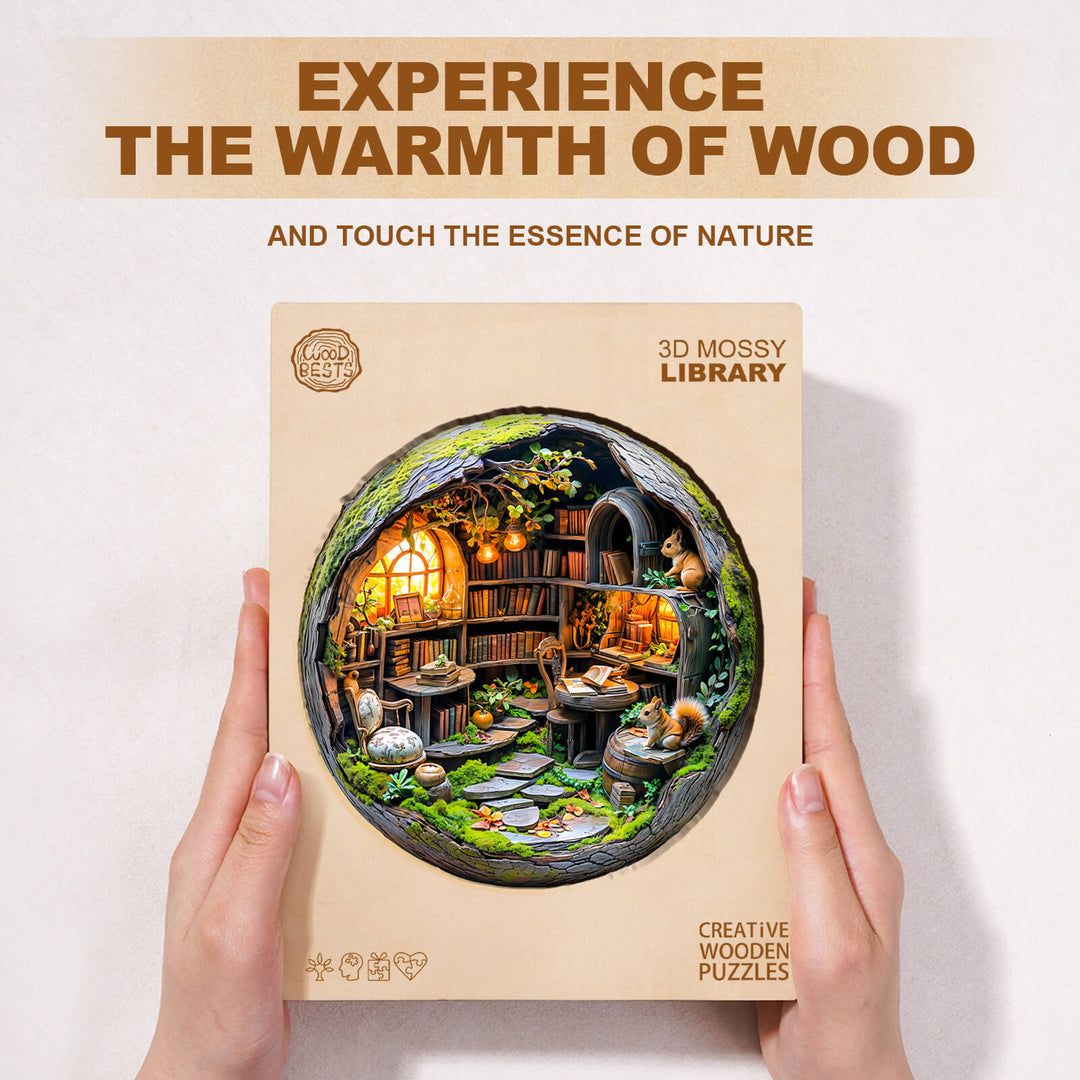 3D Mossy Library Wooden Jigsaw Puzzle