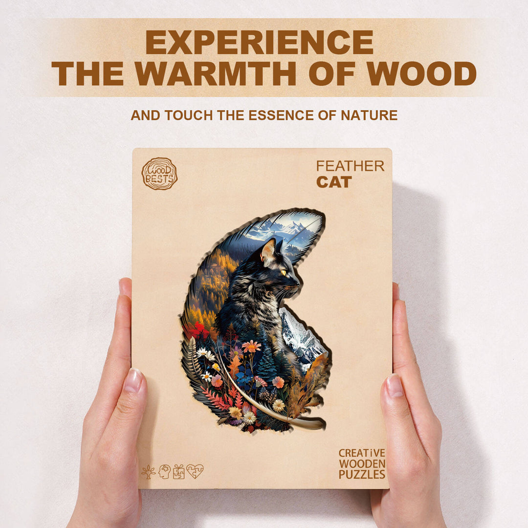 Feather Cat Wooden Jigsaw Puzzle