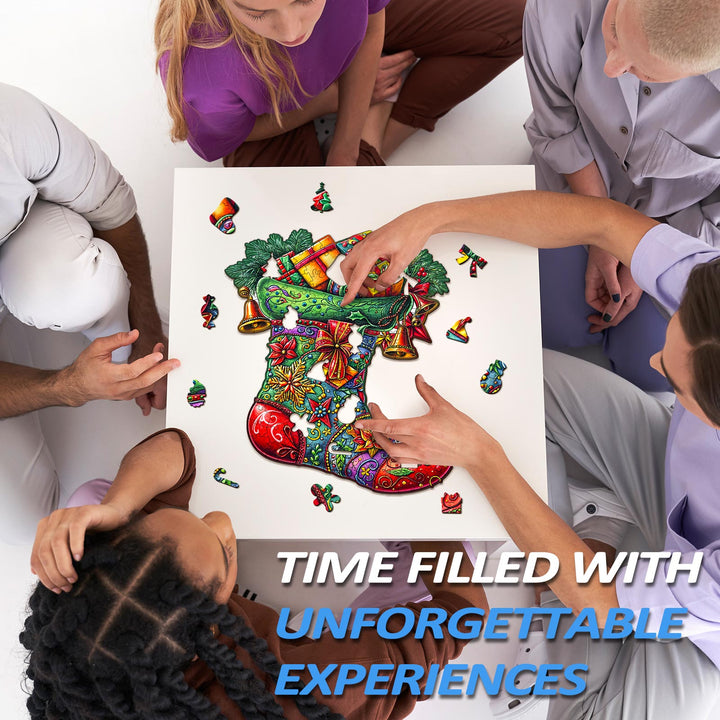 Christmas Socks Wooden Jigsaw Puzzle