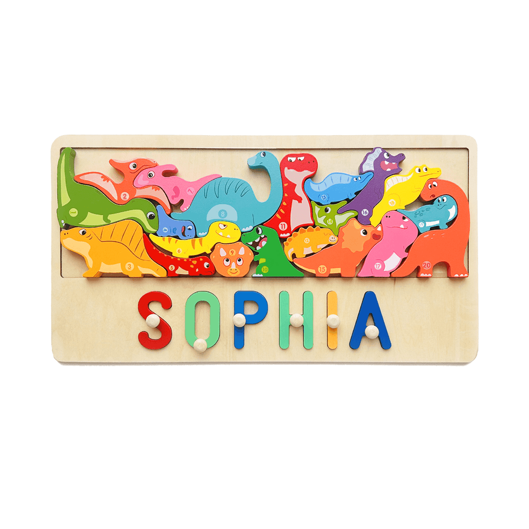 Personalized Baby Name Puzzle With Dinosaur-Woodbests