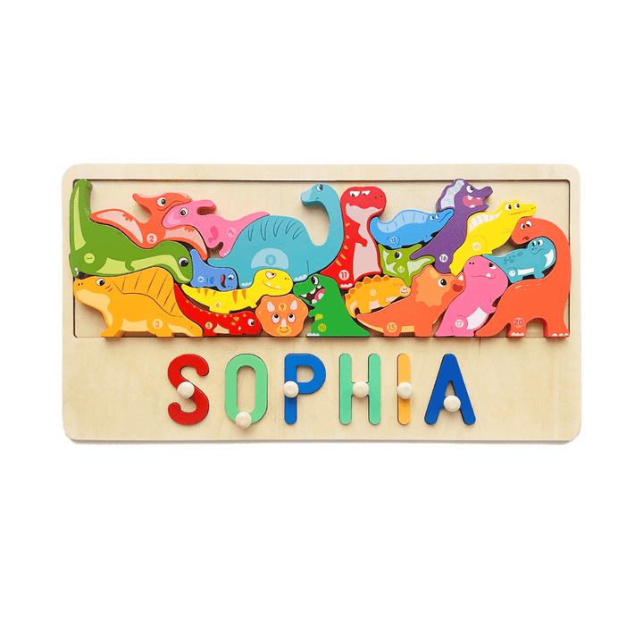Personalized Baby Name Puzzle With Dinosaur-Woodbests