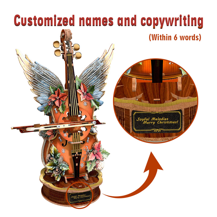 Christmas Cello– DIY Wooden Music Box, 3D Puzzle Craft Kit