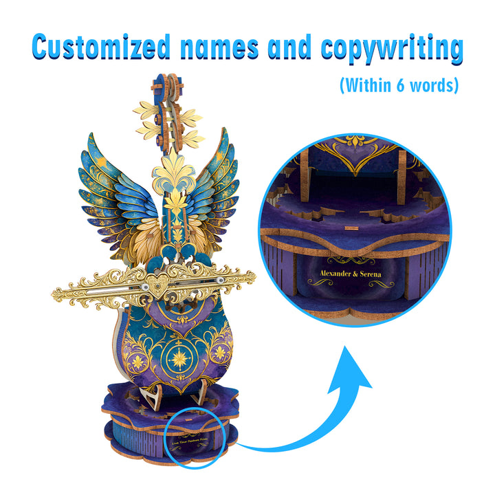 Blue Feather Cello– DIY Wooden Music Box, 3D Puzzle Craft Kit