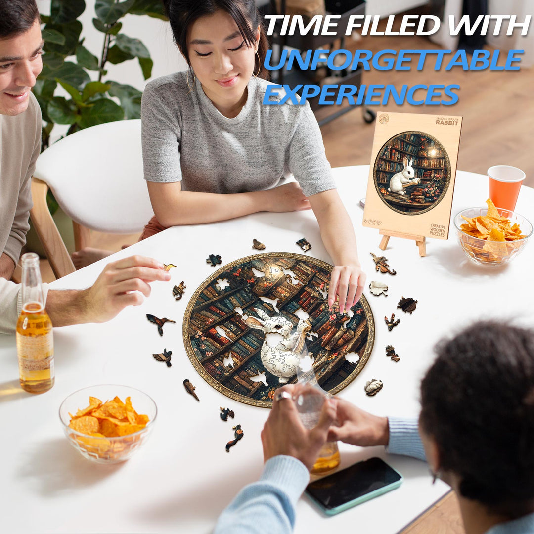 Magic Library Rabbit Wooden Jigsaw Puzzle - By Woodbests