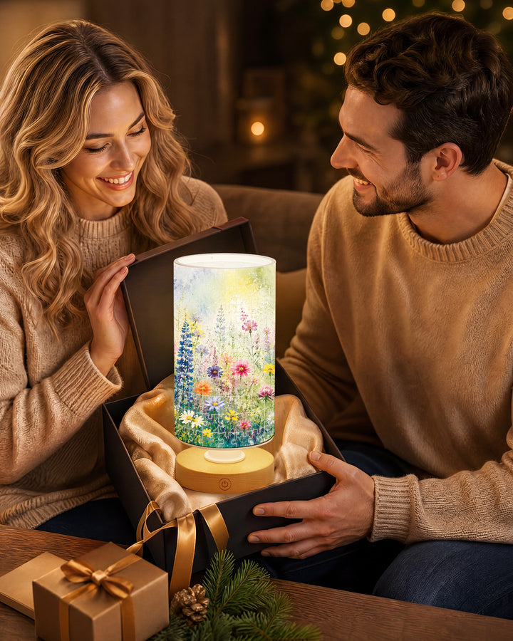DIY Dimmable Acrylic Cylindrical Puzzle Lamp - Colorful Garden