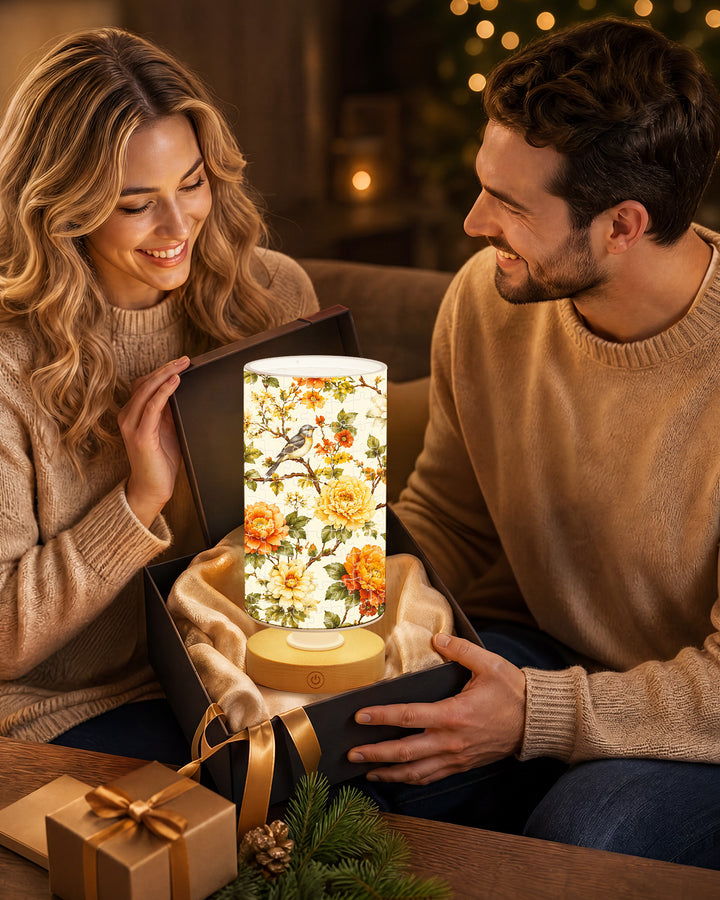 DIY Dimmable Acrylic Cylindrical Puzzle Lamp - Golden Rose Birdsong