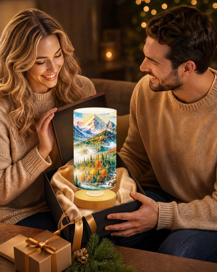 DIY Dimmable Acrylic Cylindrical Puzzle Lamp - Mountain Paradise