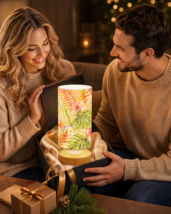 DIY Dimmable Acrylic Cylindrical Puzzle Lamp - Colorful Leaves