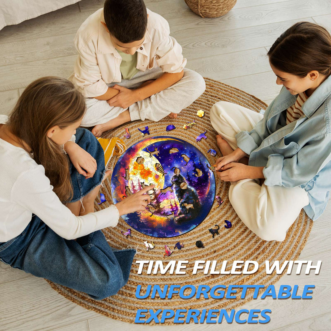 Starry Cat Wooden Jigsaw Puzzle