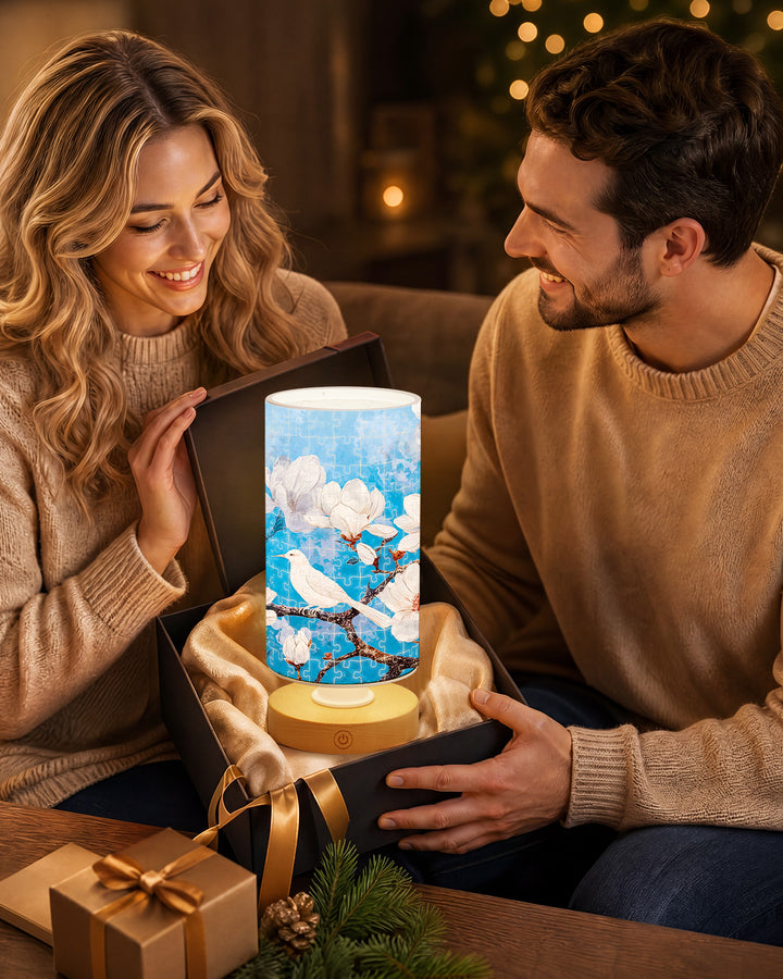 DIY Dimmable Acrylic Cylindrical Puzzle Lamp - Whispers of Magnolia Spring