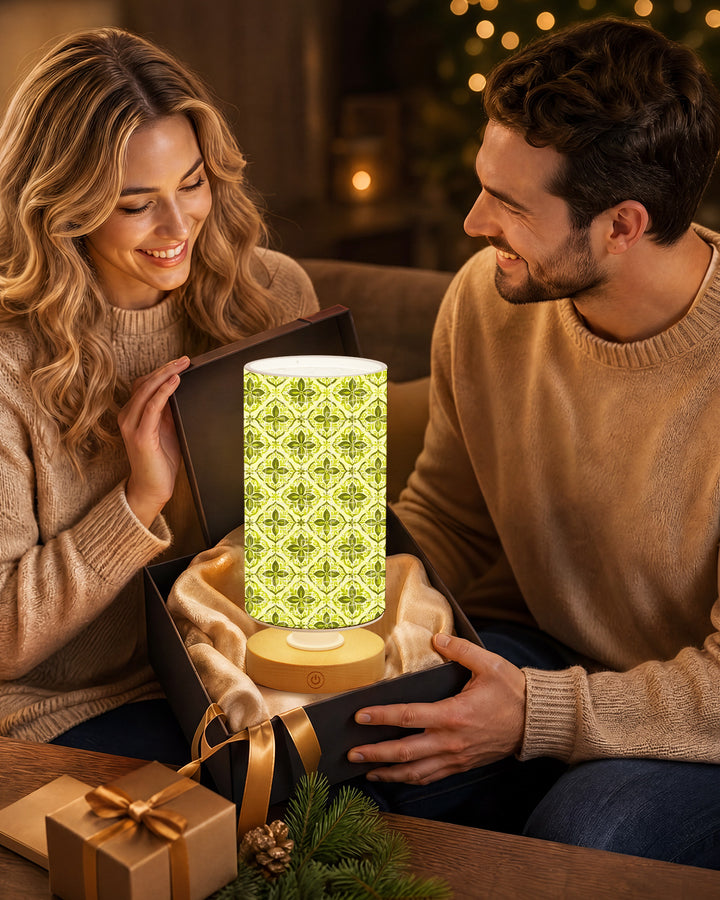 DIY Dimmable Acrylic Cylindrical Puzzle Lamp - Green Flowers