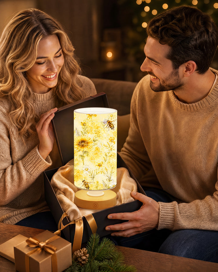 DIY Dimmable Acrylic Cylindrical Puzzle Lamp - Bees and Sunflowers