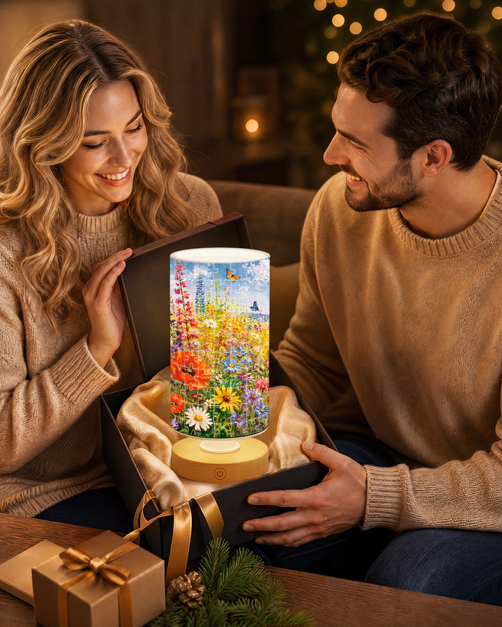 DIY Dimmable Acrylic Cylindrical Puzzle Lamp - Summer Meadow in Bloom