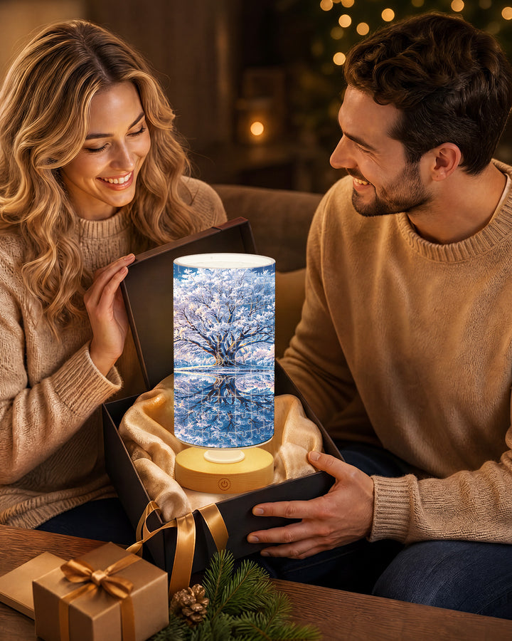 DIY Dimmable Acrylic Cylindrical Puzzle Lamp - Winter Wonderland