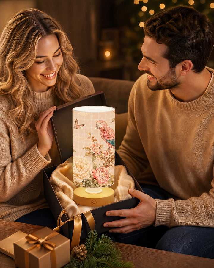DIY Dimmable Acrylic Cylindrical Puzzle Lamp - Pink Parrot