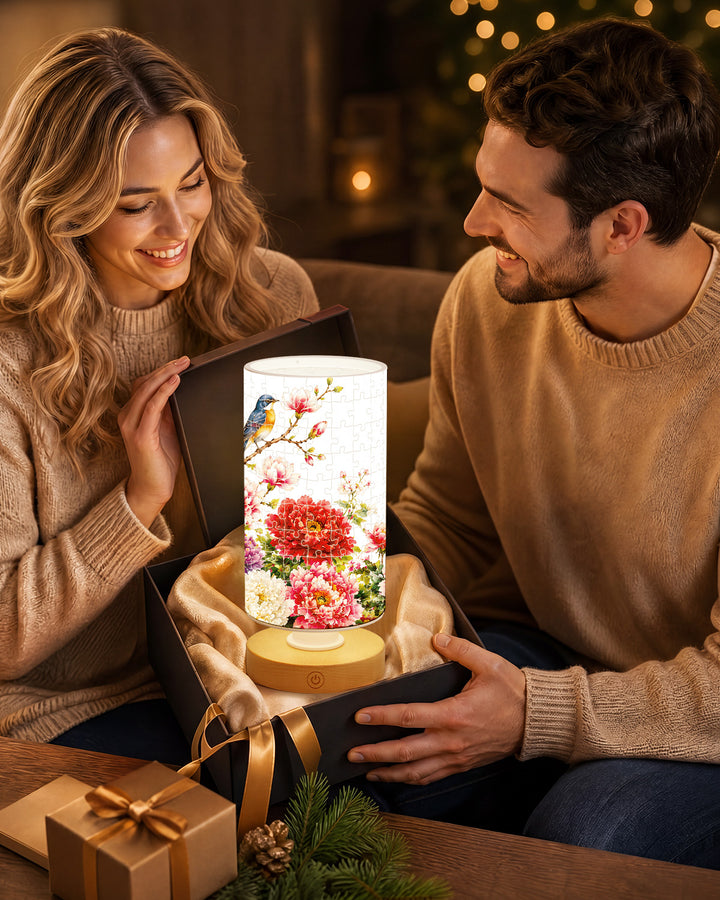 DIY Dimmable Acrylic Cylindrical Puzzle Lamp - Blooming Prosperity