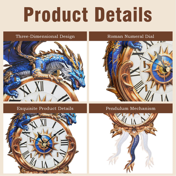Blue Dragon¨C DIY Wooden Clock, 3D Puzzle Craft Kit