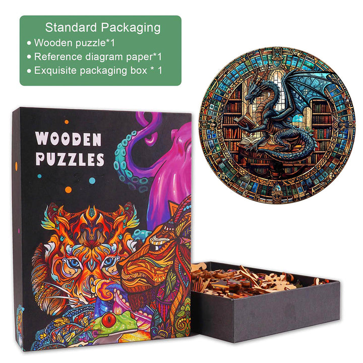 The Dragon's Library Wooden Jigsaw Puzzle