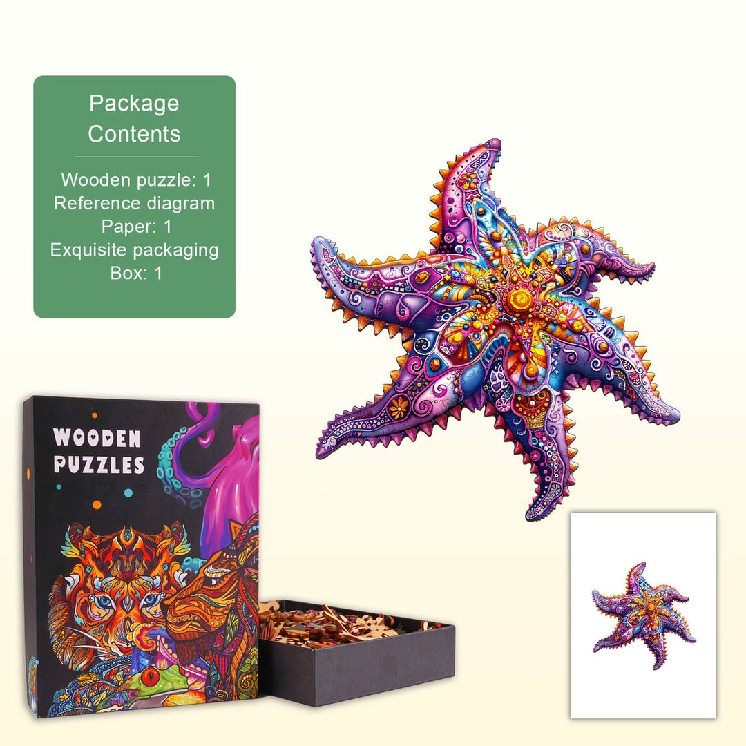 Mandala Starfish Wooden Jigsaw Puzzle
