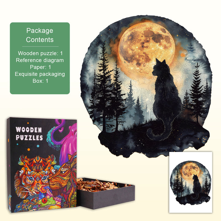 Moonlit Vigil Wooden Jigsaw Puzzle