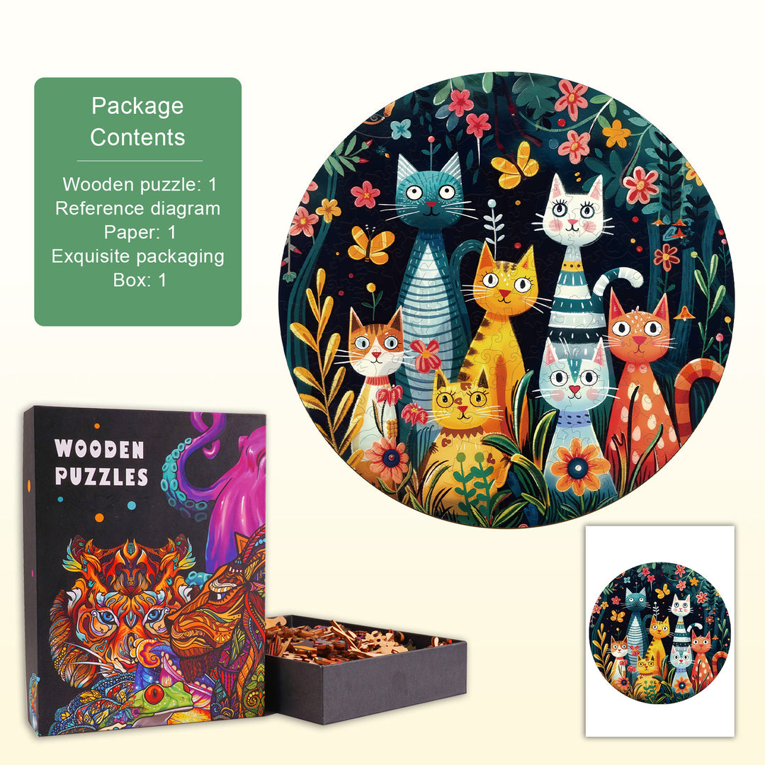 Forest Cat Story Wooden Jigsaw Puzzle