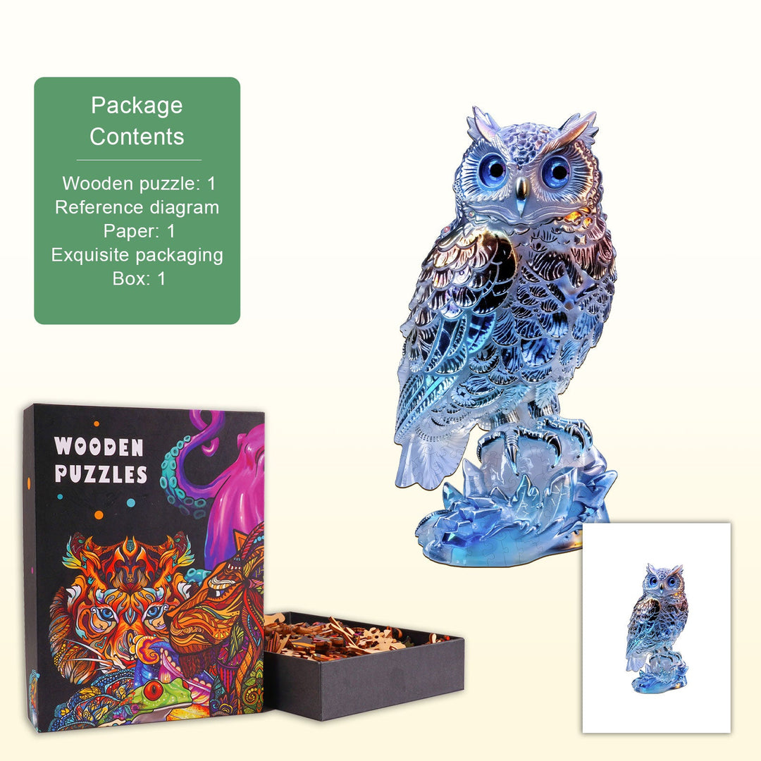 Neon Owl Wooden Jigsaw Puzzle
