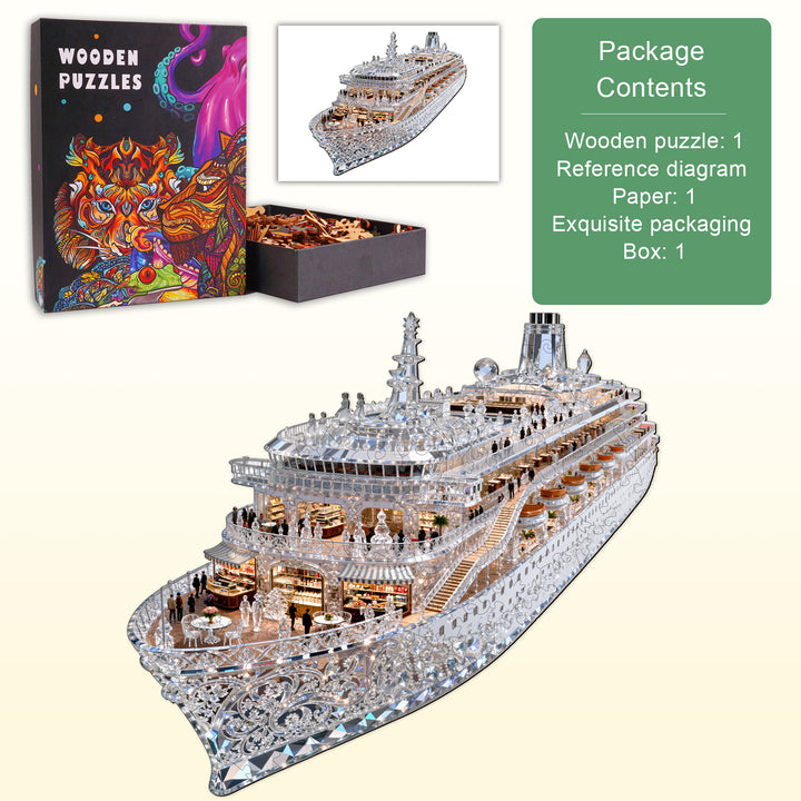 Glass Cruise Ship Wooden Jigsaw Puzzle