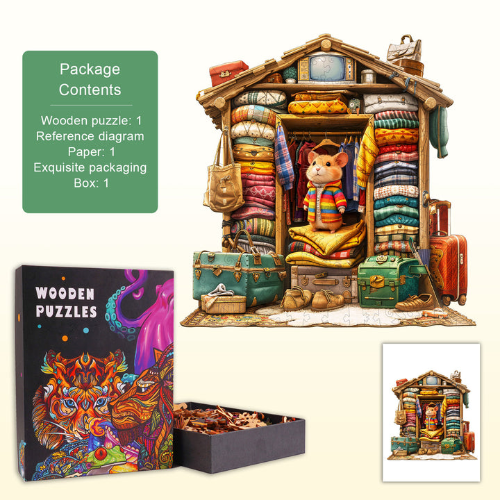 Hamster Wardrobe Wooden Jigsaw Puzzle