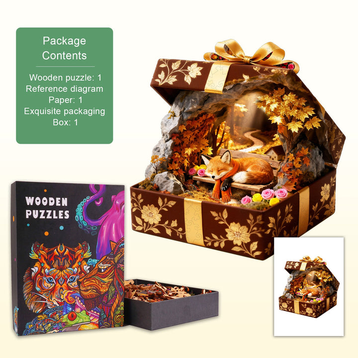 Autumn Trail Fox Wooden Jigsaw Puzzle