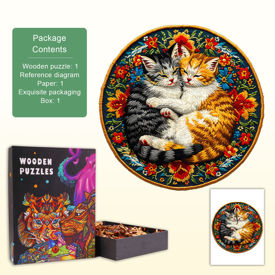 Feline Affection Wooden Jigsaw Puzzle