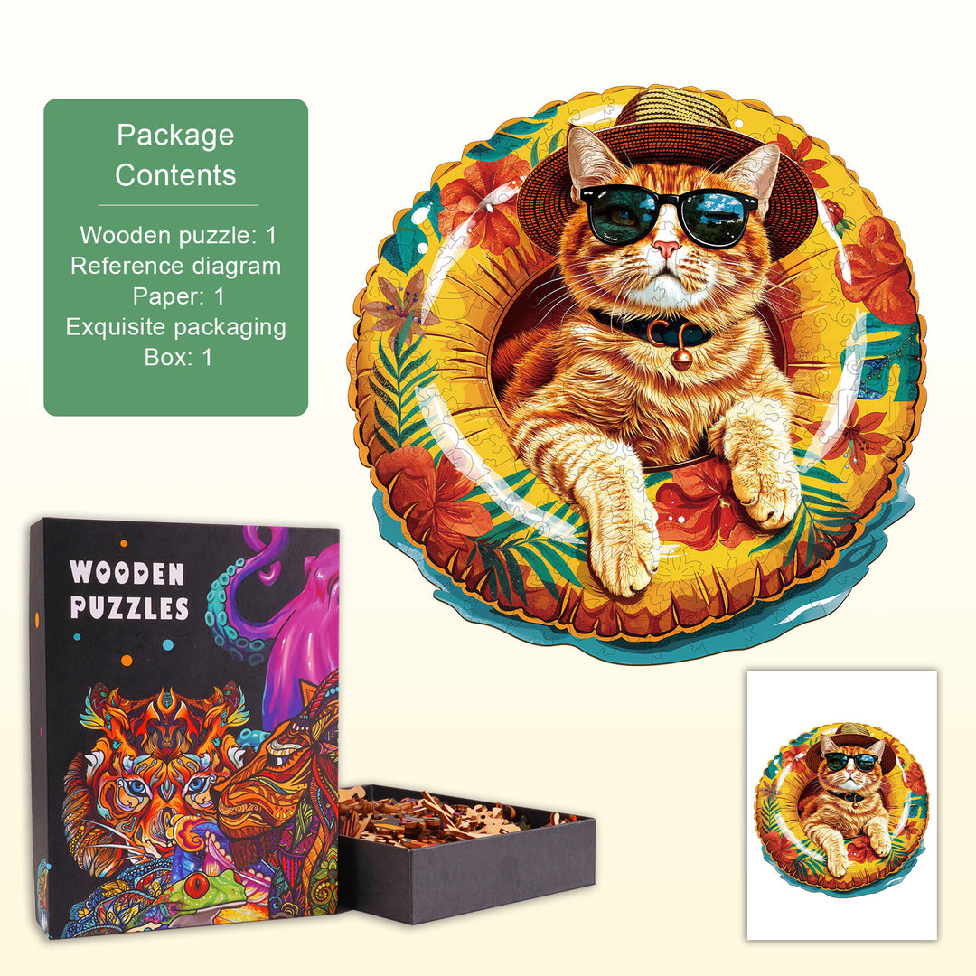The Cat Off Duty Wooden Jigsaw Puzzle