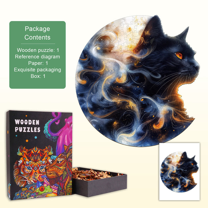 Nebula Cat Wooden Jigsaw Puzzle