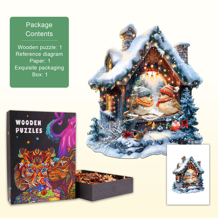 Snowy Harmony Wooden Jigsaw Puzzle