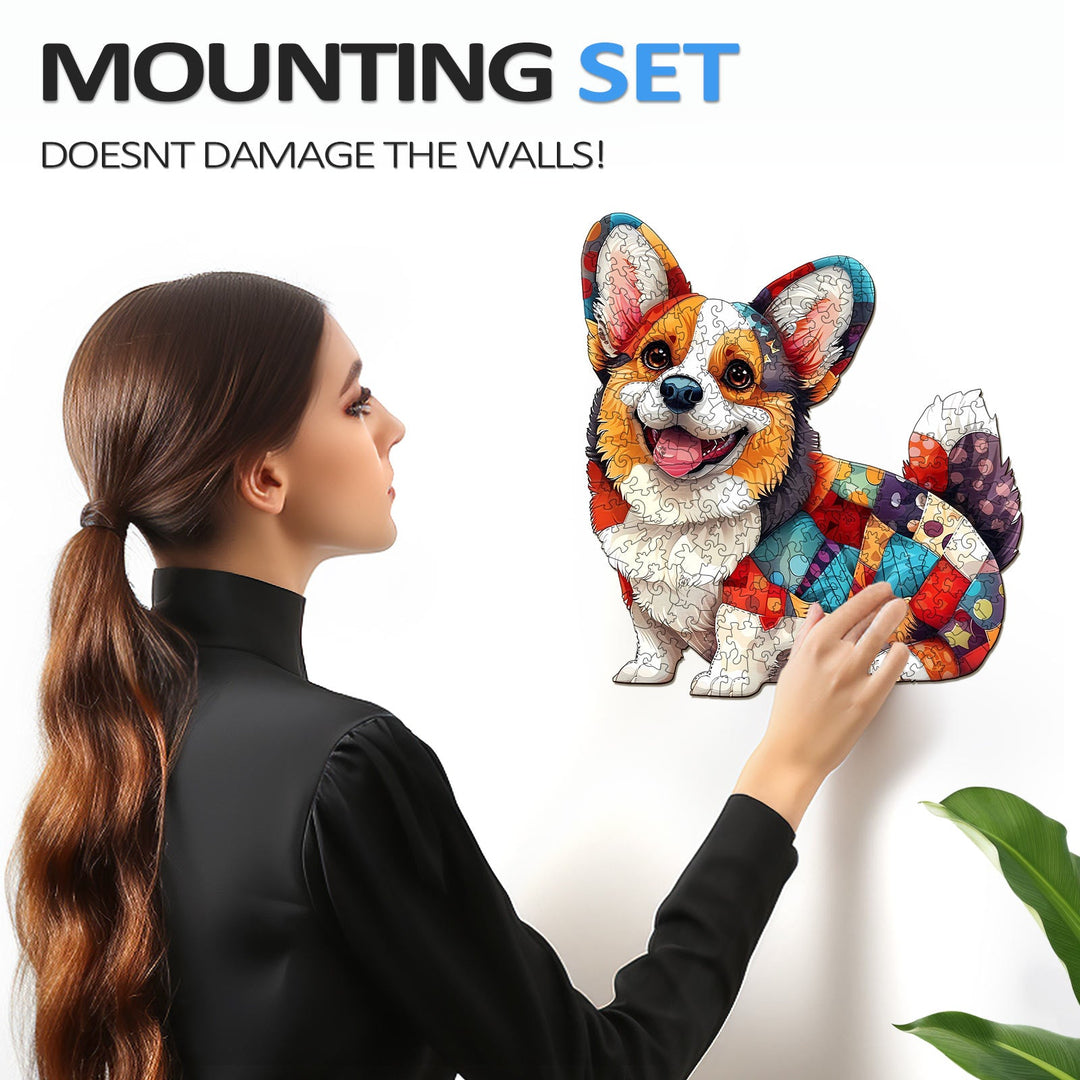 Patchwork Corgi Wooden Jigsaw Puzzle - By Woodbests