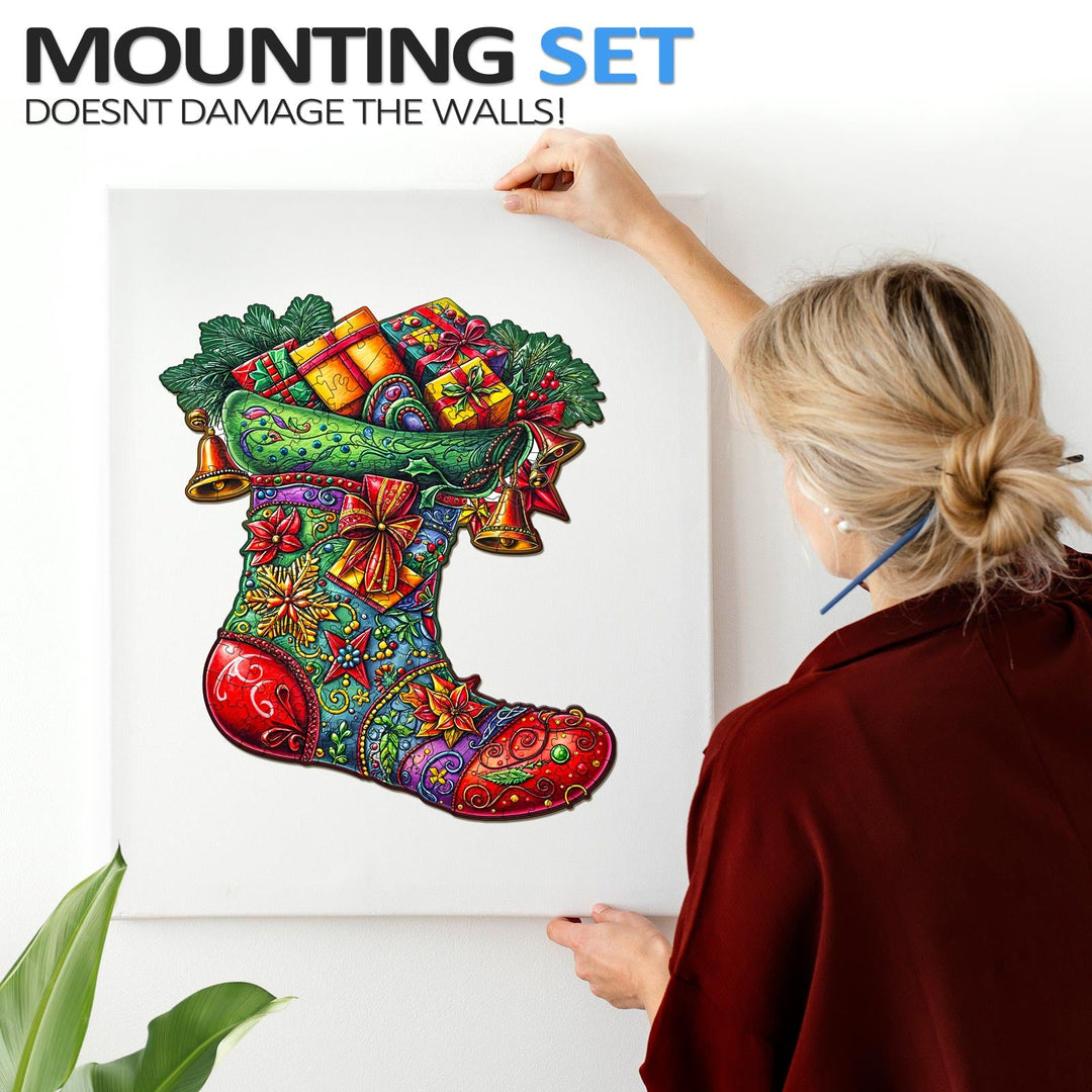Christmas Socks Wooden Jigsaw Puzzle