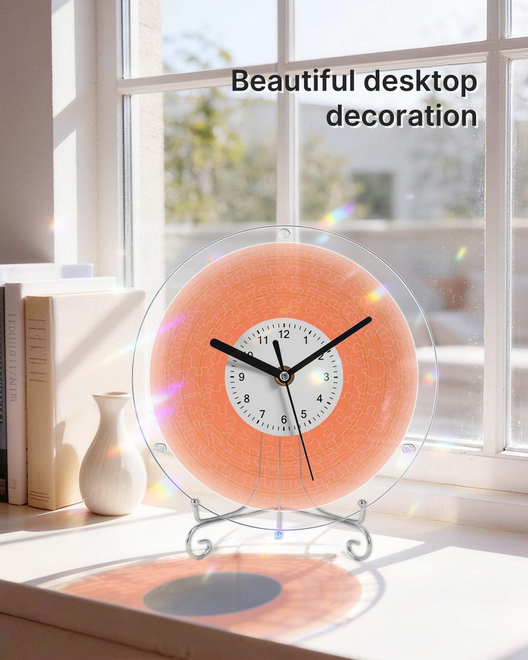 DIY Acrylic Puzzle Clock Kit - Vibrant Orange