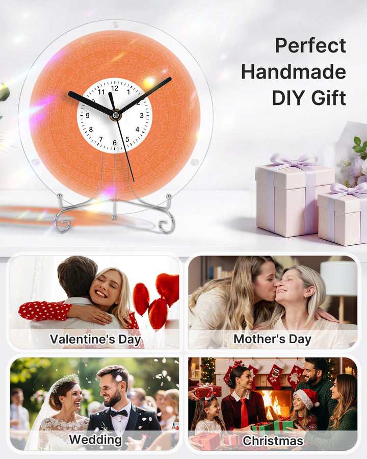 DIY Acrylic Puzzle Clock Kit - Vibrant Orange