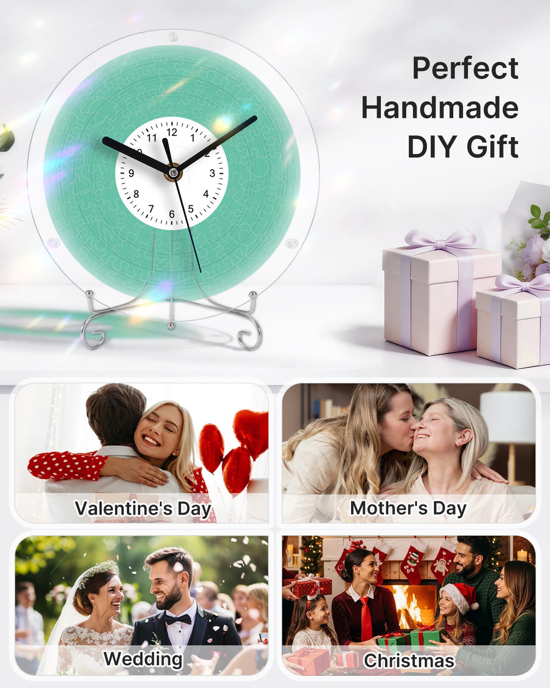DIY Acrylic Puzzle Clock Kit - Fresh Green