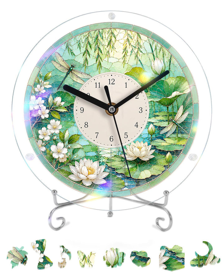 DIY Acrylic Puzzle Clock Kit - Summer Lotus Pond