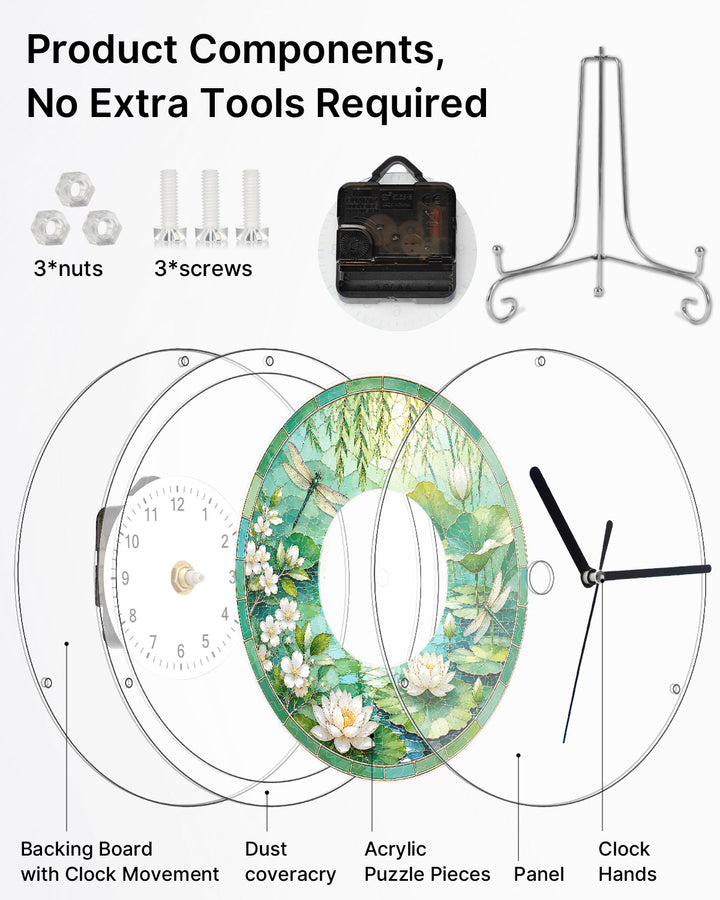 DIY Acrylic Puzzle Clock Kit - Summer Lotus Pond