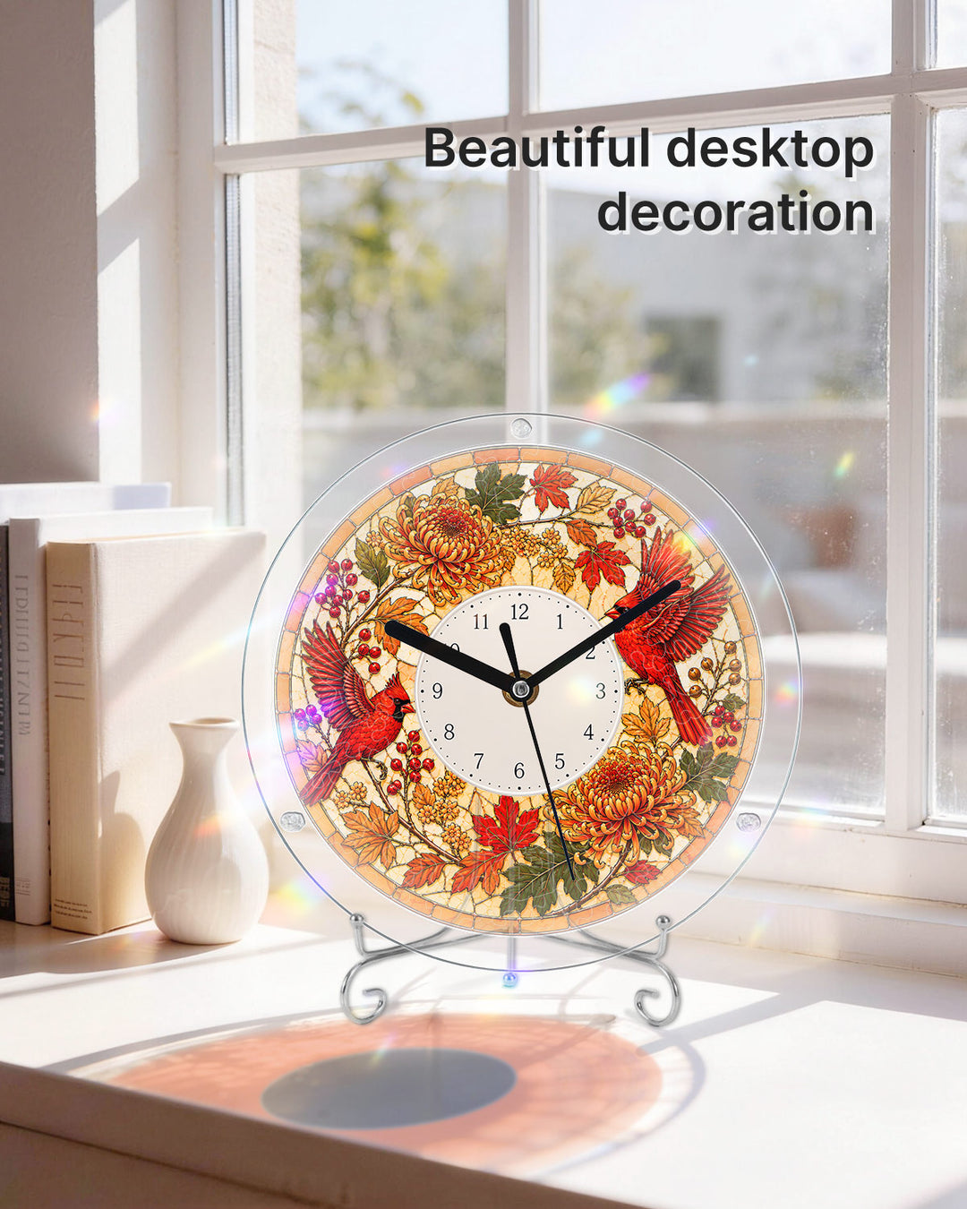 DIY Acrylic Puzzle Clock Kit - Autumn Cardinals Foliage