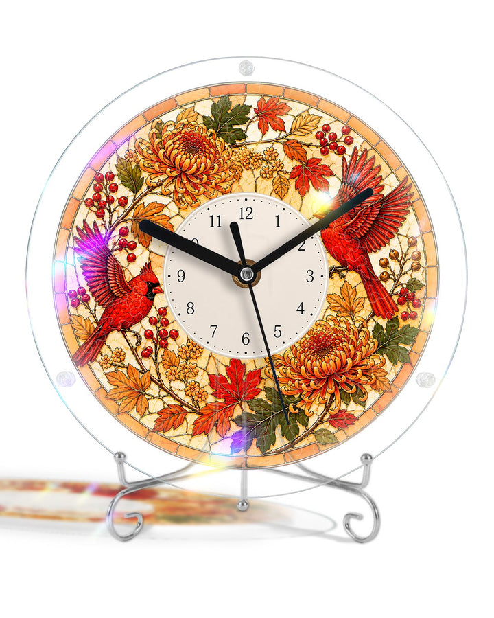 DIY Acrylic Puzzle Clock Kit - Autumn Cardinals Foliage