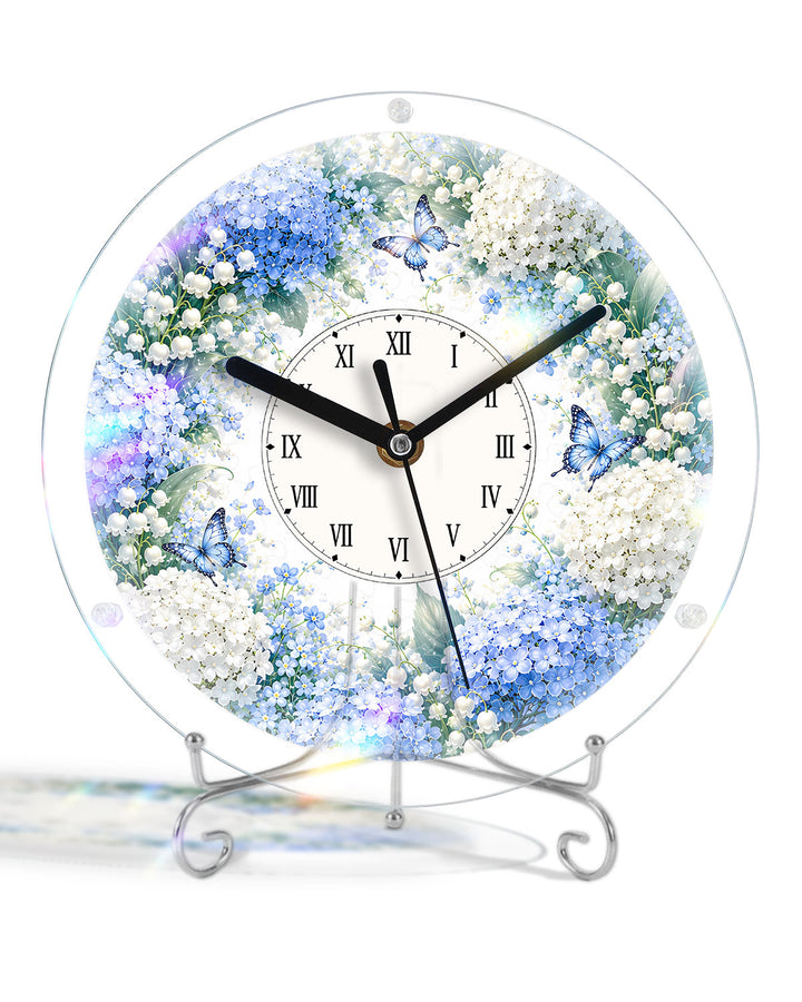 DIY Acrylic Puzzle Clock Kit - Blue Hydrangea Garden