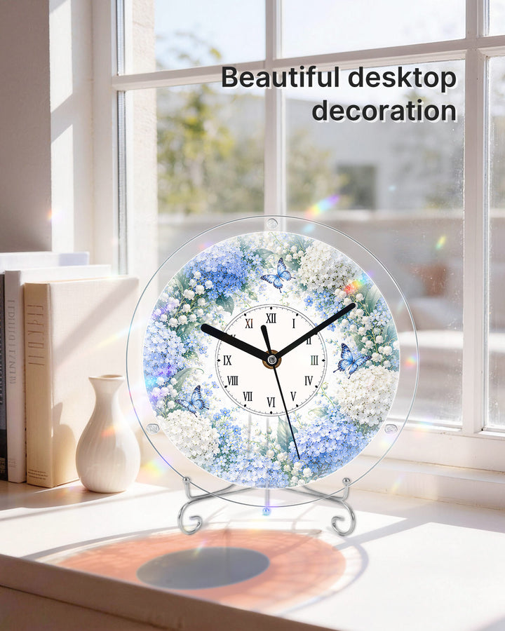 DIY Acrylic Puzzle Clock Kit - Blue Hydrangea Garden